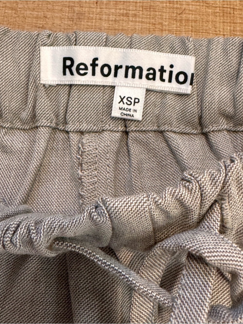 Reformation Olina Pant XSP Petite Natural Wool Blend Wide Leg Drawstring Pants - Picture 7 of 10